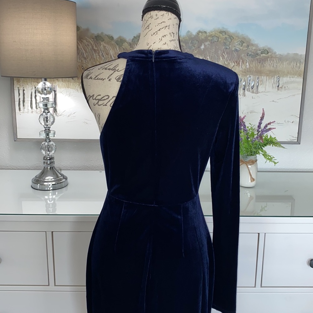 NWOT ASTR The Label One-Shoulder Velvet Body-Con Mini Dress Navy Blue Size M 💙 - Picture 5 of 12